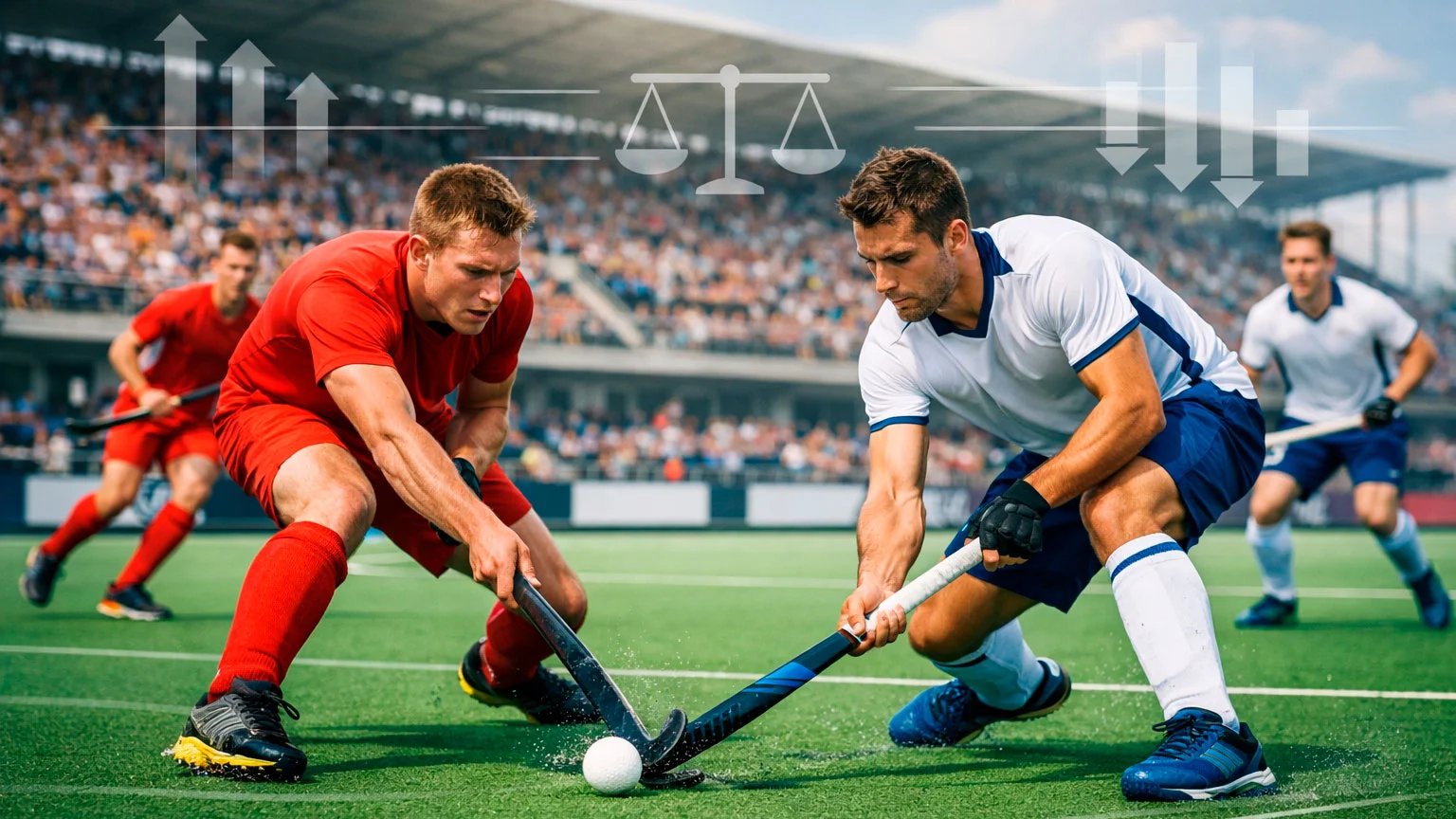 Veldhockeywedstrijd met concept van odds vergelijking