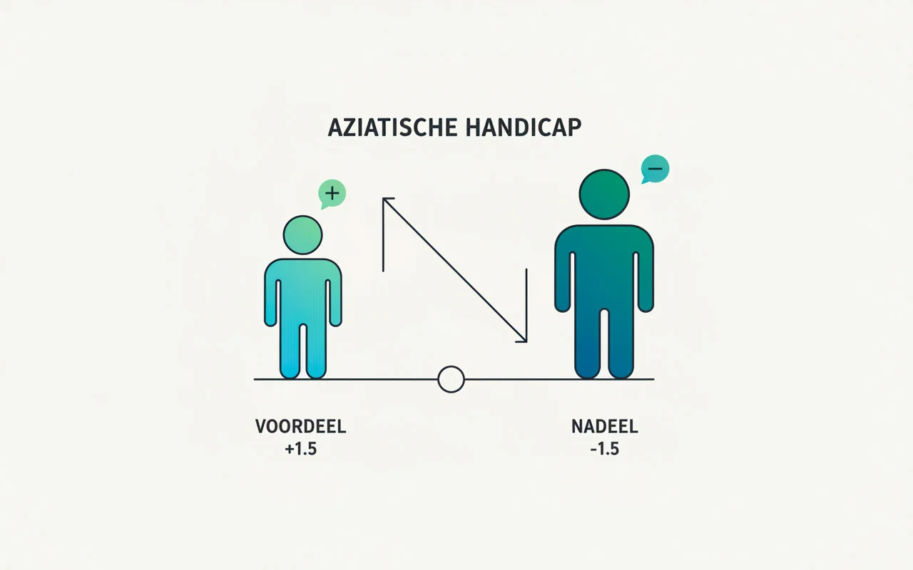 Schematische weergave van handicap weddenschappen met plus en min symbolen