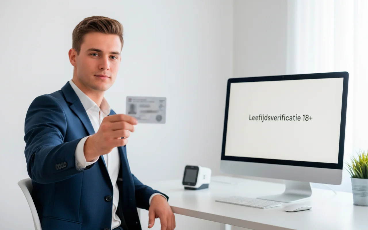 Jonge volwassene die een identiteitsbewijs toont voor verificatie
