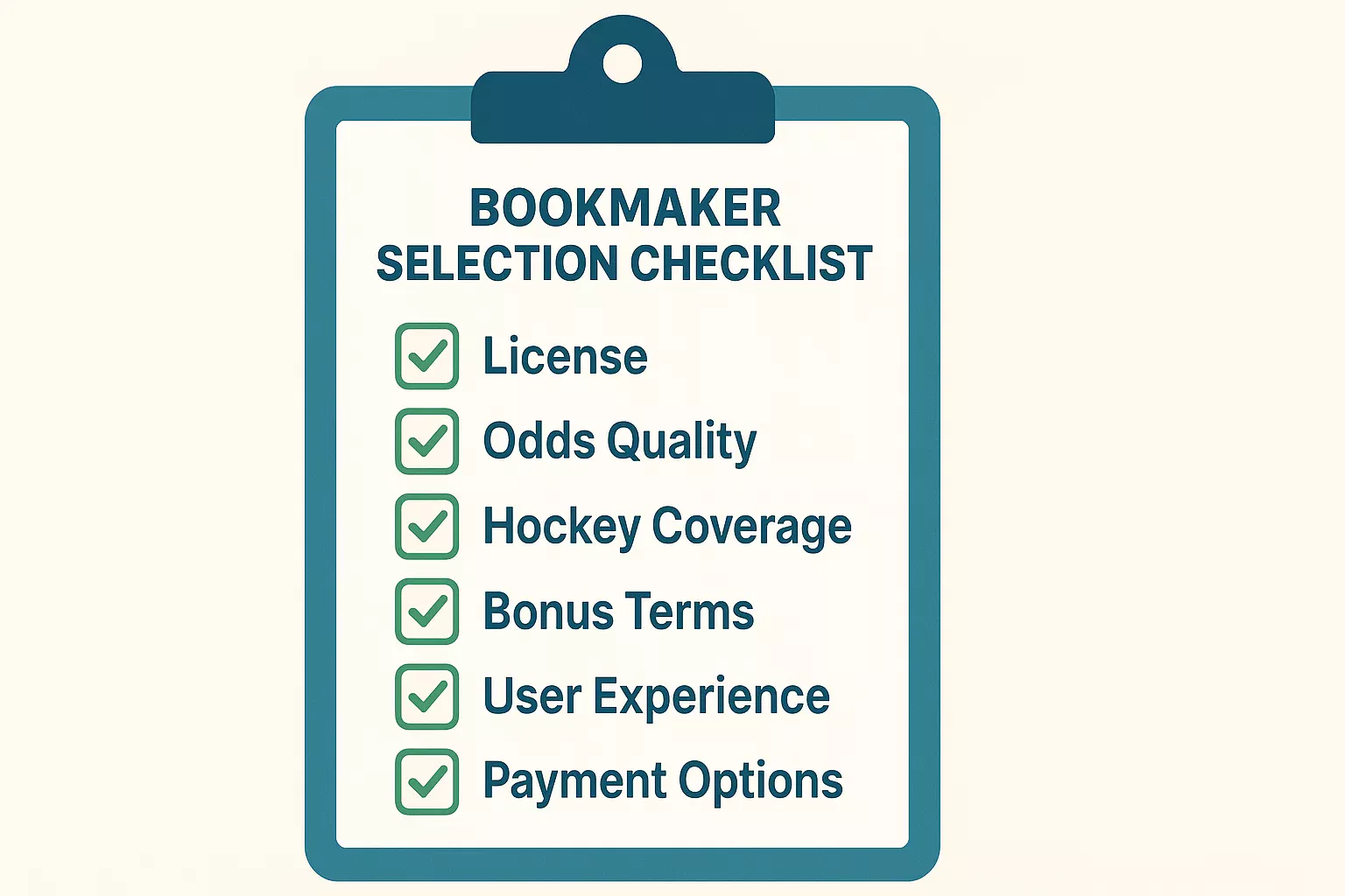 Checklist met criteria voor bookmaker keuze