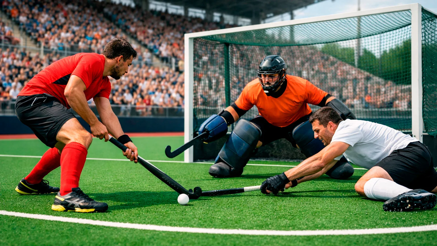 Spannende hockeywedstrijd met beslissend moment