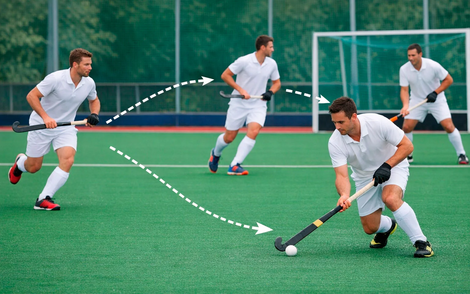 Hockeyteam in actie dat recente vorm demonstreert