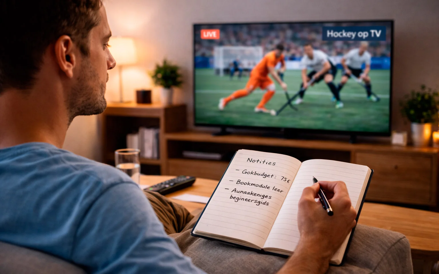 Persoon die een hockeywedstrijd analyseert voor langetermijnsucces