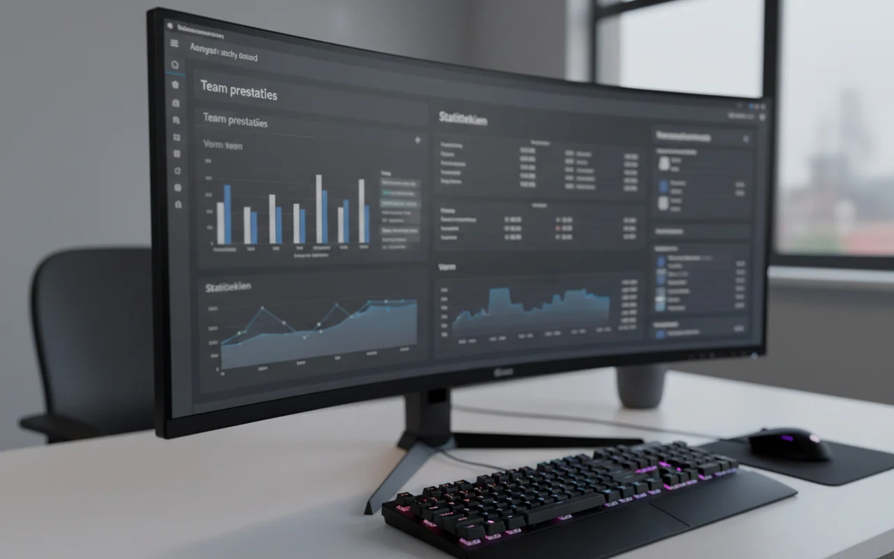 Sportstatistieken en grafieken op een computerscherm voor ijshockeyanalyse