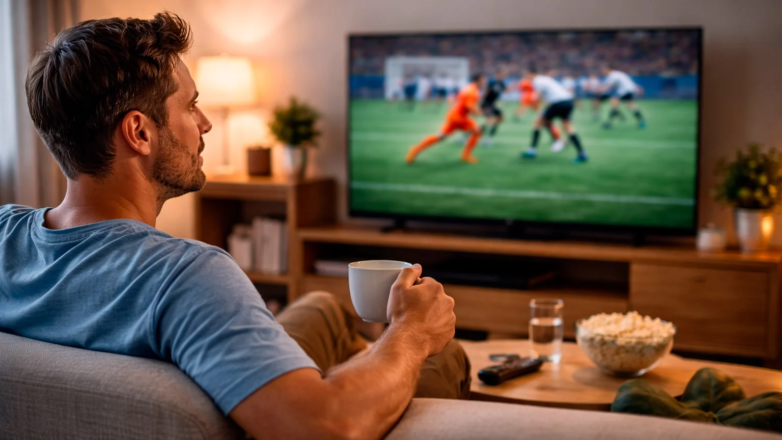 Persoon die bewust en verantwoord sport kijkt